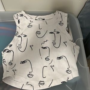 Black & White abstract crop tank top